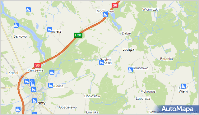 mapa Gostyń Łobeski, Gostyń Łobeski na mapie Targeo