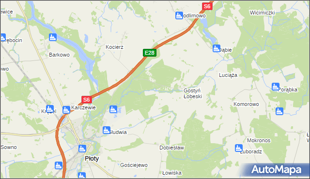 mapa Gostyński Bród, Gostyński Bród na mapie Targeo