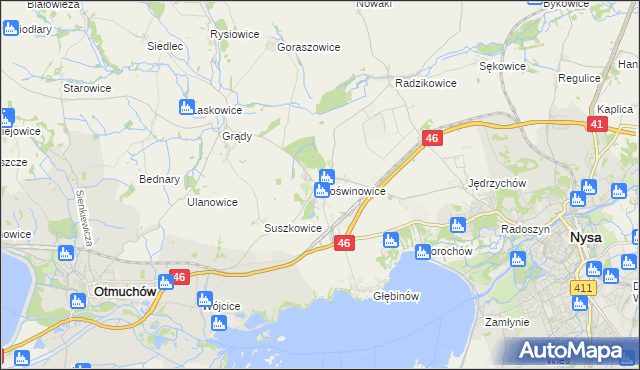 mapa Goświnowice, Goświnowice na mapie Targeo