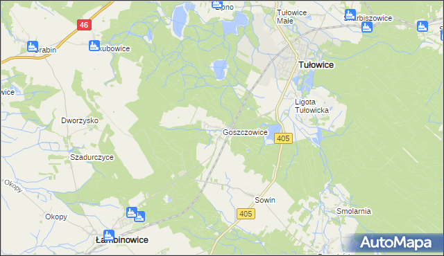 mapa Goszczowice, Goszczowice na mapie Targeo