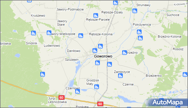 mapa Goworowo powiat ostrołęcki, Goworowo powiat ostrołęcki na mapie Targeo