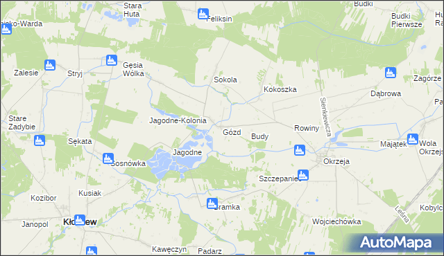 mapa Gózd gmina Kłoczew, Gózd gmina Kłoczew na mapie Targeo