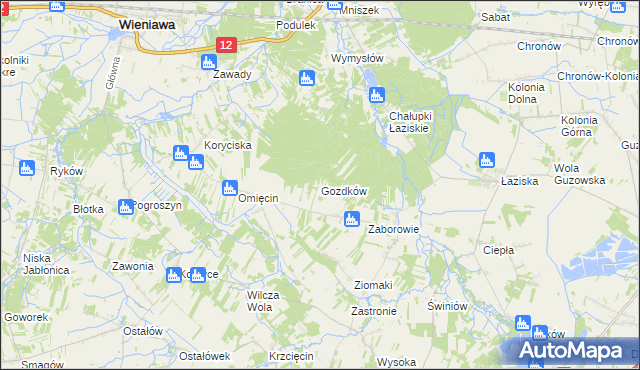 mapa Gozdków gmina Orońsko, Gozdków gmina Orońsko na mapie Targeo