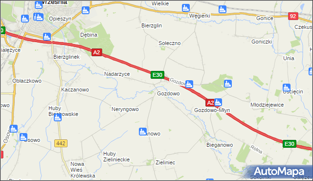 mapa Gozdowo gmina Września, Gozdowo gmina Września na mapie Targeo