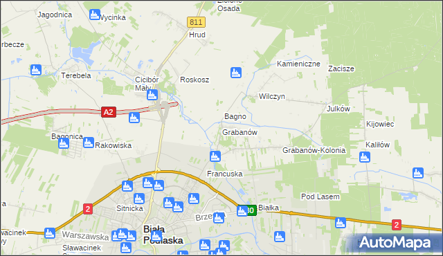 mapa Grabanów, Grabanów na mapie Targeo