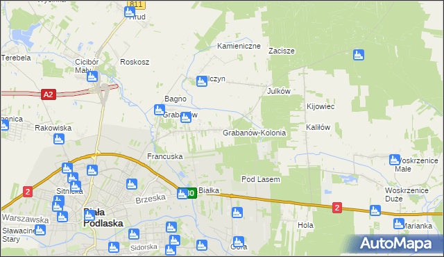 mapa Grabanów-Kolonia, Grabanów-Kolonia na mapie Targeo