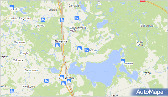 mapa Grąbczyn gmina Szczecinek, Grąbczyn gmina Szczecinek na mapie Targeo