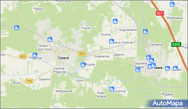 mapa Grabianka, Grabianka na mapie Targeo