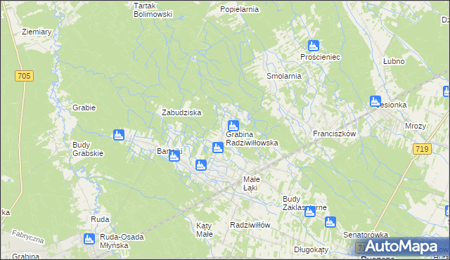 mapa Grabina Radziwiłłowska, Grabina Radziwiłłowska na mapie Targeo