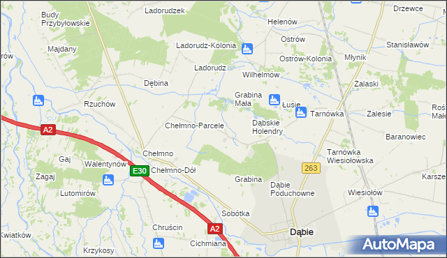 mapa Grabina Wielka, Grabina Wielka na mapie Targeo