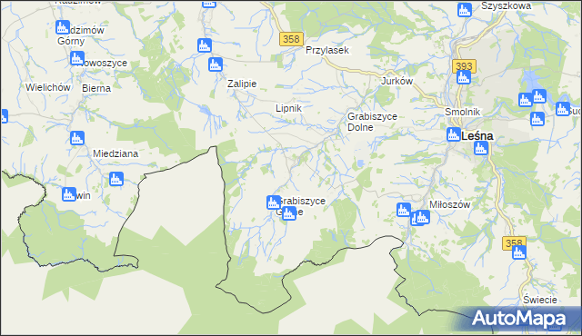 mapa Grabiszyce Średnie, Grabiszyce Średnie na mapie Targeo