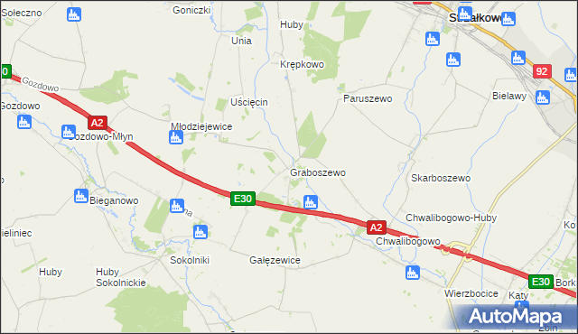 mapa Graboszewo gmina Strzałkowo, Graboszewo gmina Strzałkowo na mapie Targeo