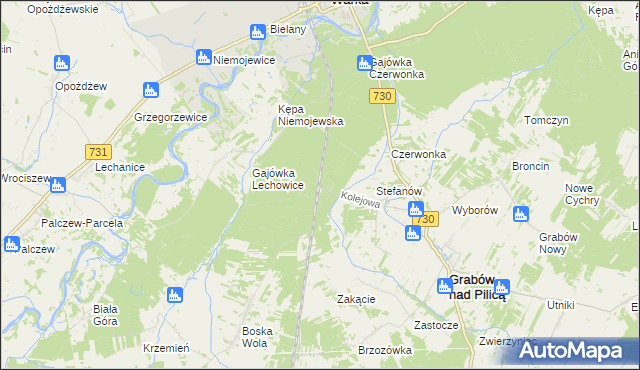 mapa Grabów gmina Grabów nad Pilicą, Grabów gmina Grabów nad Pilicą na mapie Targeo