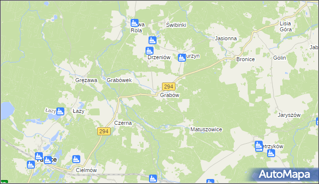 mapa Grabów gmina Tuplice, Grabów gmina Tuplice na mapie Targeo