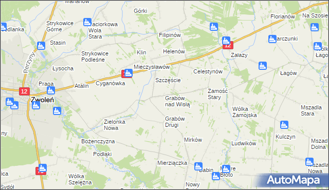 mapa Grabów nad Wisłą, Grabów nad Wisłą na mapie Targeo