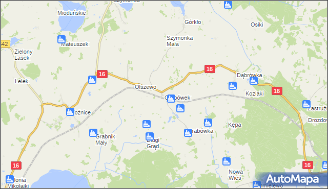 mapa Grabówek gmina Mikołajki, Grabówek gmina Mikołajki na mapie Targeo