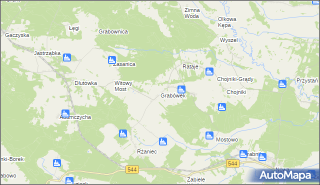 mapa Grabówek gmina Olszewo-Borki, Grabówek gmina Olszewo-Borki na mapie Targeo