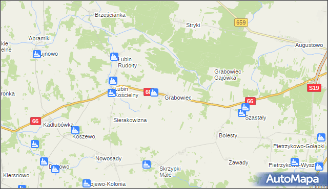 mapa Grabowiec gmina Bielsk Podlaski, Grabowiec gmina Bielsk Podlaski na mapie Targeo