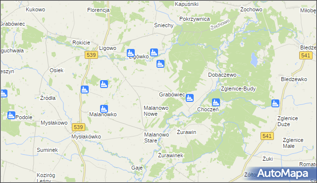 mapa Grabówiec gmina Mochowo, Grabówiec gmina Mochowo na mapie Targeo