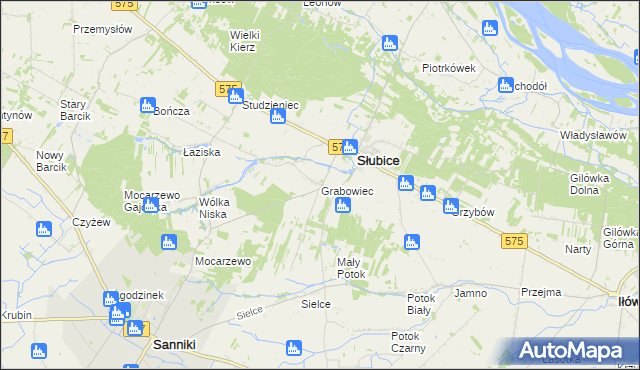 mapa Grabowiec gmina Słubice, Grabowiec gmina Słubice na mapie Targeo