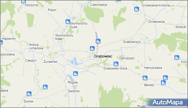 mapa Grabowiec powiat zamojski, Grabowiec powiat zamojski na mapie Targeo