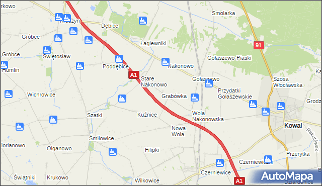 mapa Grabówka gmina Choceń, Grabówka gmina Choceń na mapie Targeo