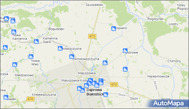 mapa Grabowo gmina Dąbrowa Białostocka, Grabowo gmina Dąbrowa Białostocka na mapie Targeo