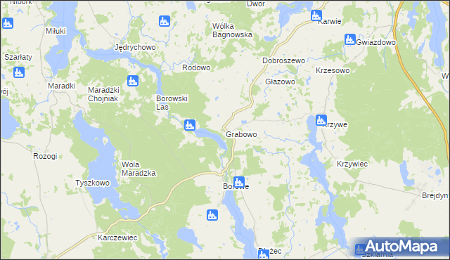 mapa Grabowo gmina Mrągowo, Grabowo gmina Mrągowo na mapie Targeo
