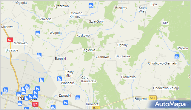 mapa Grabowo gmina Przasnysz, Grabowo gmina Przasnysz na mapie Targeo