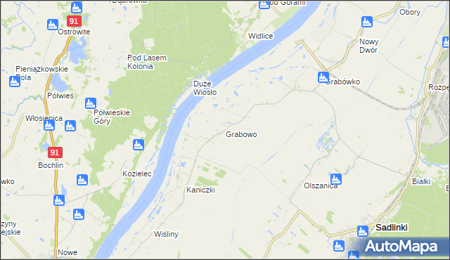 mapa Grabowo gmina Sadlinki, Grabowo gmina Sadlinki na mapie Targeo