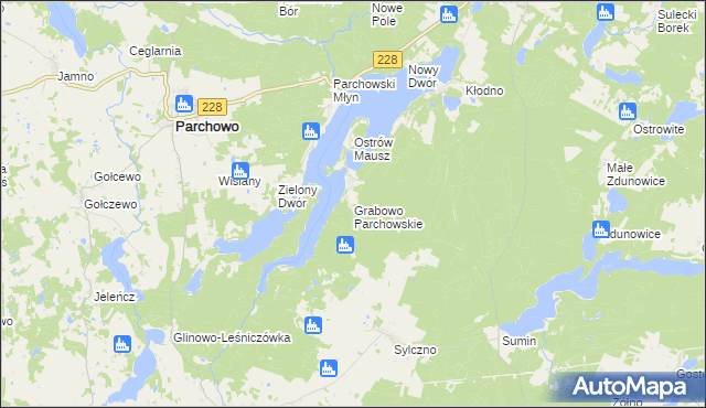 mapa Grabowo Parchowskie, Grabowo Parchowskie na mapie Targeo