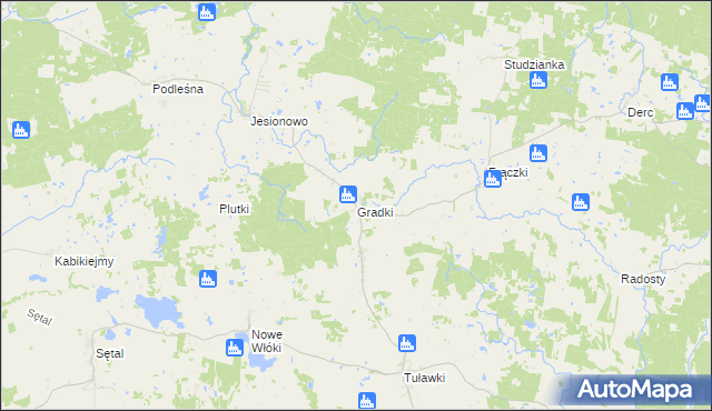 mapa Gradki, Gradki na mapie Targeo