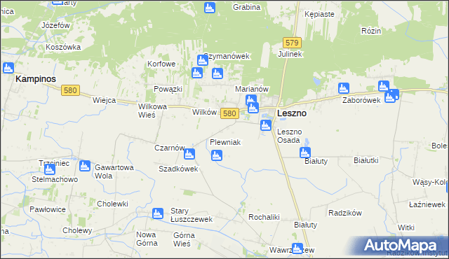 mapa Grądki gmina Leszno, Grądki gmina Leszno na mapie Targeo