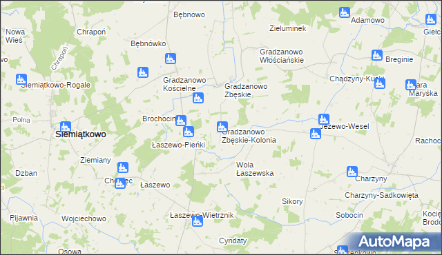 mapa Gradzanowo Zbęskie-Kolonia, Gradzanowo Zbęskie-Kolonia na mapie Targeo