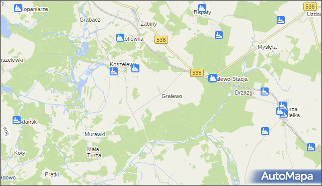 mapa Gralewo gmina Płośnica, Gralewo gmina Płośnica na mapie Targeo