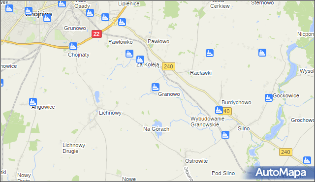 mapa Granowo gmina Chojnice, Granowo gmina Chojnice na mapie Targeo