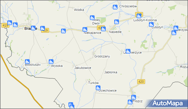 mapa Gródczany, Gródczany na mapie Targeo