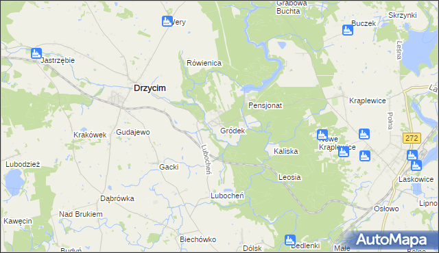 mapa Gródek gmina Drzycim, Gródek gmina Drzycim na mapie Targeo