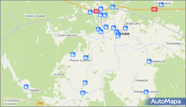 mapa Gródek-Kolonia gmina Gródek, Gródek-Kolonia gmina Gródek na mapie Targeo