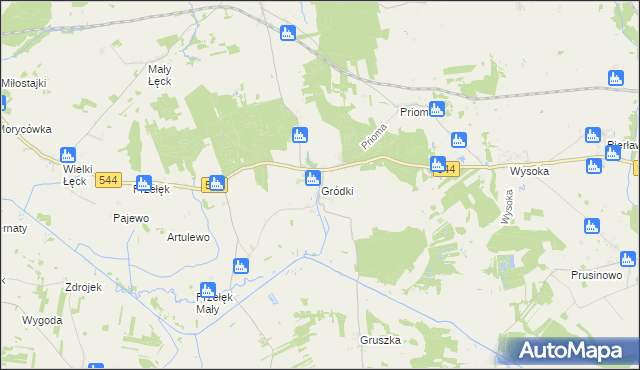 mapa Gródki gmina Płośnica, Gródki gmina Płośnica na mapie Targeo