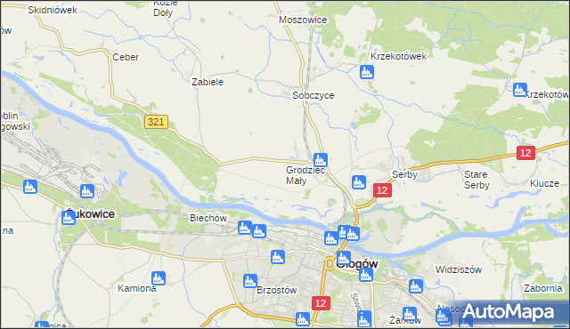 mapa Grodziec Mały, Grodziec Mały na mapie Targeo