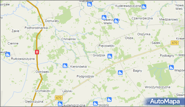 mapa Grodzisk gmina Suchowola, Grodzisk gmina Suchowola na mapie Targeo