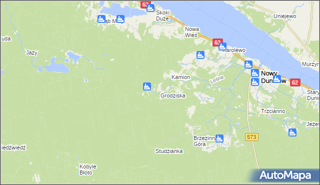 mapa Grodziska gmina Nowy Duninów, Grodziska gmina Nowy Duninów na mapie Targeo