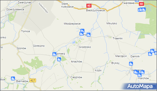 mapa Grodzisko gmina Pawłowiczki, Grodzisko gmina Pawłowiczki na mapie Targeo