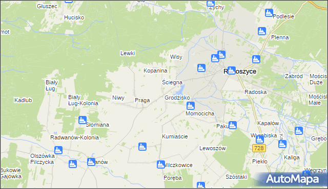 mapa Grodzisko gmina Radoszyce, Grodzisko gmina Radoszyce na mapie Targeo