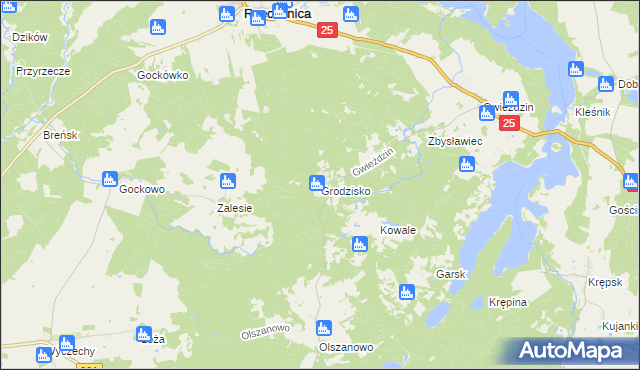 mapa Grodzisko gmina Rzeczenica, Grodzisko gmina Rzeczenica na mapie Targeo