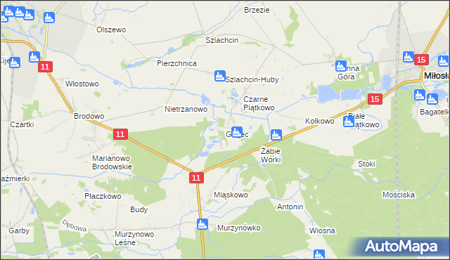 mapa Grójec gmina Środa Wielkopolska, Grójec gmina Środa Wielkopolska na mapie Targeo