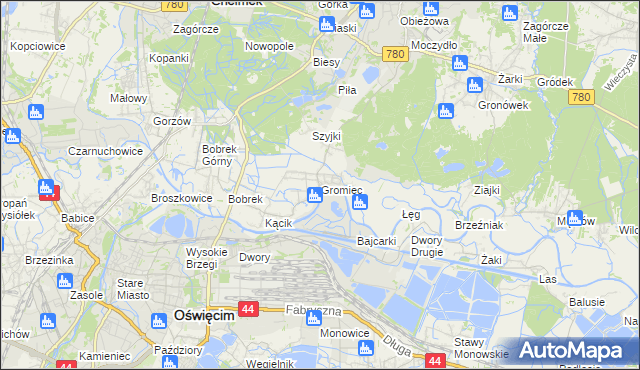 mapa Gromiec, Gromiec na mapie Targeo