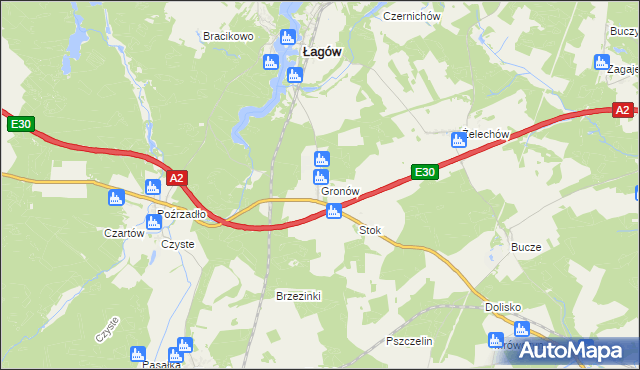 mapa Gronów gmina Łagów, Gronów gmina Łagów na mapie Targeo