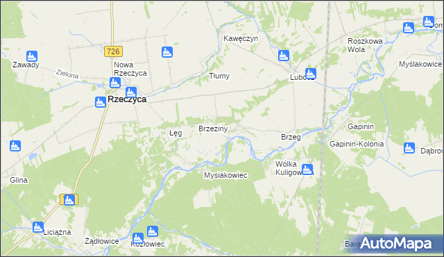 mapa Grotowice gmina Rzeczyca, Grotowice gmina Rzeczyca na mapie Targeo